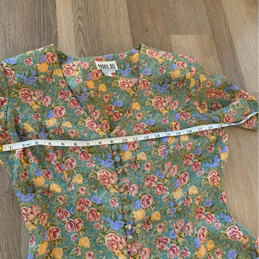 Vintage 90s sage green floral maxi dress - Picture 11 of 12
